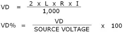 voltage drop formula for single phase ac