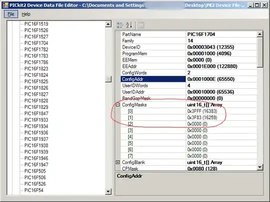 PICKit2 Device Data File Editor - correct settings for PIC16F1704