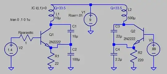 Two Colpitts oscillators