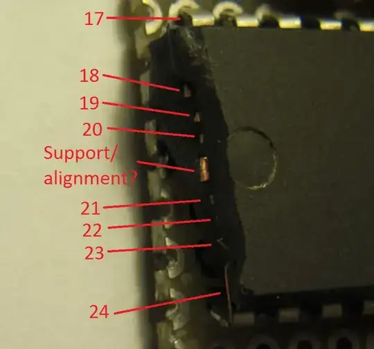 Labeled close-up of cut DIP-40