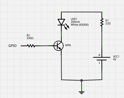GPIO connected NPN and high power LED