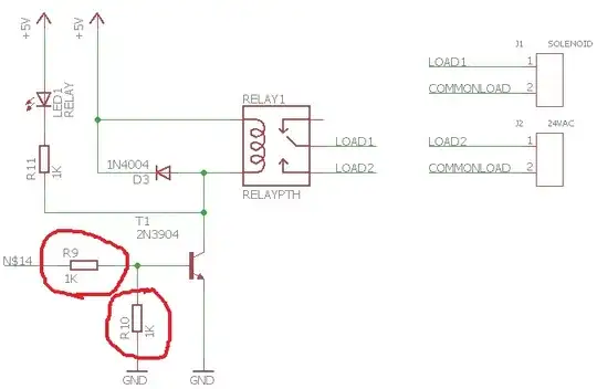 Relay circuit with resistors highlighted