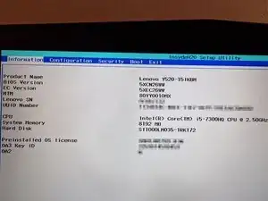 Lenovo Legion Y520-15IKBM Boot issues after BIOS update
