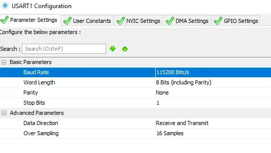 UART configuration CubeMX