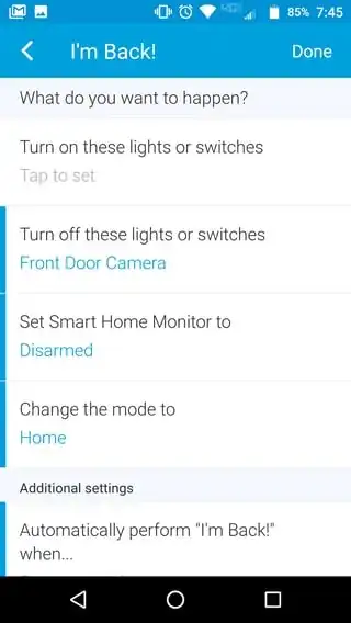 Setting the Smart Home Monitor routine in SmartThings