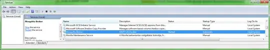 windows service overview showing mosquitto broker service