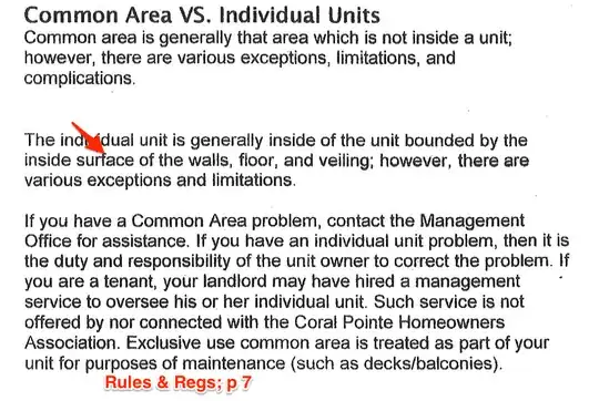 common area vs units in rules and regs