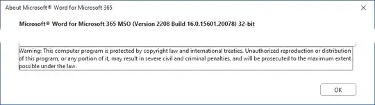 copyright notice from Microsoft Word for Microsoft 365