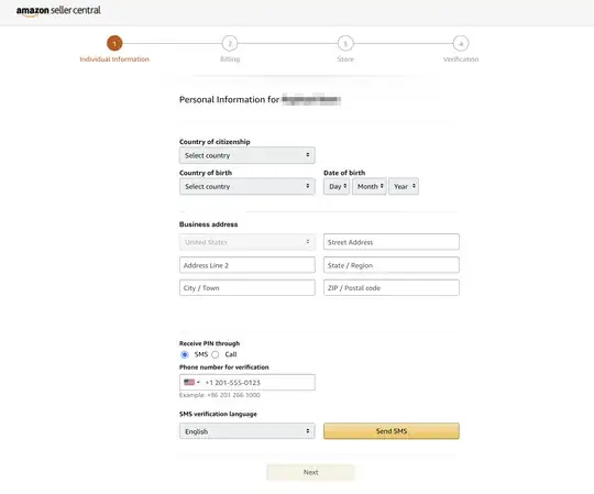 Amazon Seller Registration Form