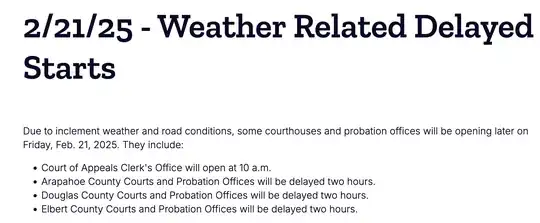 Colorado court weather delays