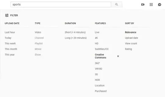 a screenshot YouTube's advanced search functions with "Creative Commons" selected