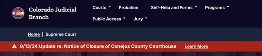 Colorado Supreme Court website notice