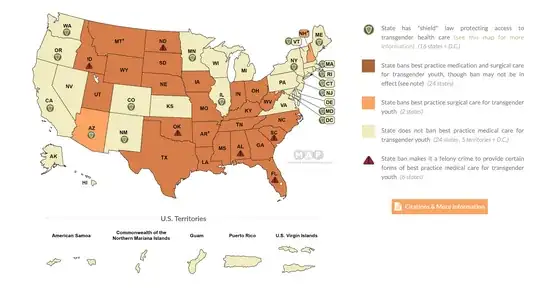 transgender health care U.S. map