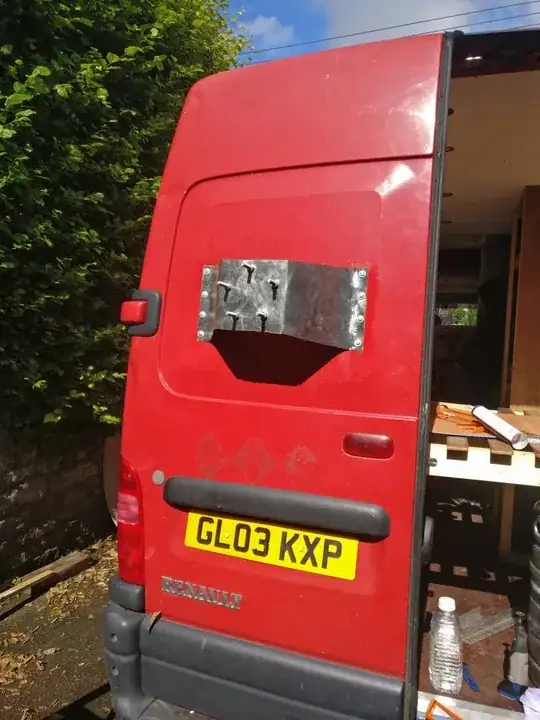 custom made tyre bracket with whole door