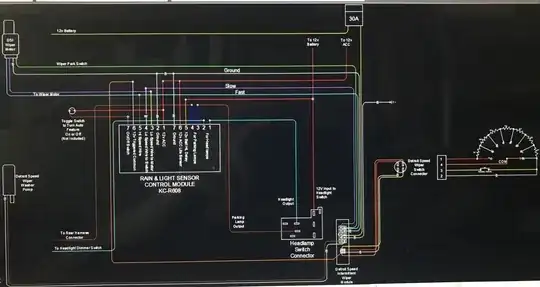 Auto Wiper and headlight module with intermittent Wiper module schematic for my '64 Chevy restomod.
