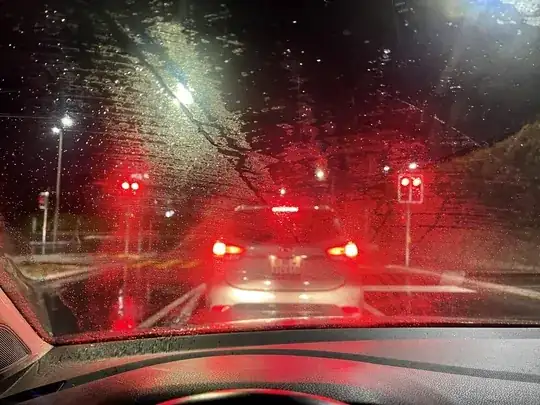 smudges on the windscreen while waiting at traffic light