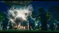 A creeper exploding near zombies