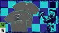 Both sides of the same T-shirt. It has an illustration of Steve holding a pickaxe and describes the "15th Anniversary Tour".