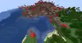 A mushroom biome connected to a forest biome.