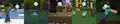 Sunny throwing a snowball at Steve across multiple biomes.