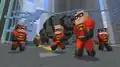 The Incredibles and Frozone fighting the Underminer.