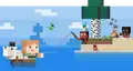 Alex with a goat in a boat.