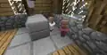 Baby villagers in a butcher shop.