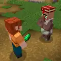 Minecraft character doing a trade with a librarian villager