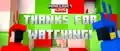 The Minecraft Live logo above the text "Thanks for watching" and two parrots sticking out their heads.