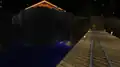 A lava temple and minecart bridge.