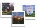 Three photographs of happy ghasts.