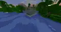 Frontal view of a jungle pyramid generated on the water.