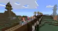Several skins from the skin pack on the banner for Pocket Edition v0.12.0 alpha.