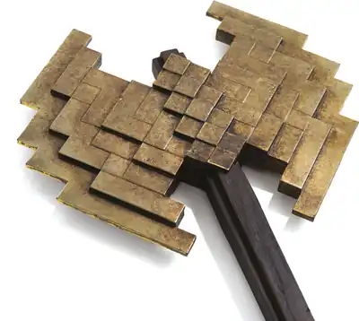 AMCM-FBTBC-gold-battleaxe.jpg: Infobox image for Battleaxe the object in Minecraft