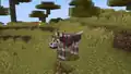 A wolf wearing wolf armor.