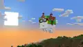 Zuri and Kai riding a happy ghast