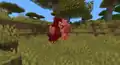 A warden fighting an iron golem.