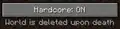The Hardcore mode button posted on Twitter by Notch.
