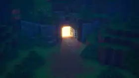 MCD Arch Haven Cave (Entrance).png: Infobox image for Arch Haven Cave the dungeons mission in Minecraft