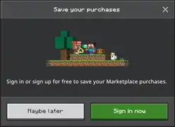 The "Sign In - Save your purchases" pop ups.