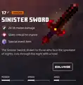 The sinister sword within the inventory.