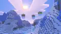 A chuckle of happy ghasts flying in mountains.