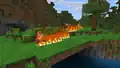 Ari walking through the Overworld while leaving a trail of fire behind them.