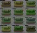 Examples of different colors for grass and leaves in different biomes.