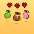 Artwork of lime, brown, and pink bundles.