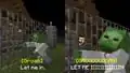 A social media rendering of a slightly retextured zombie latching onto iron bars outside of Kai’s house.[21]