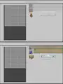 The GUI of the enchantment table in Pocket Edition while the Pocket UI Profile is activated (top = no item, bottom = with item hovering on the second line).