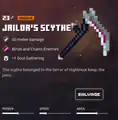 Jailor's scythe within the inventory.