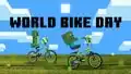 A creeper riding a bike.