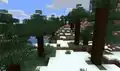 A snowy taiga in Java Edition Beta 1.7.3.